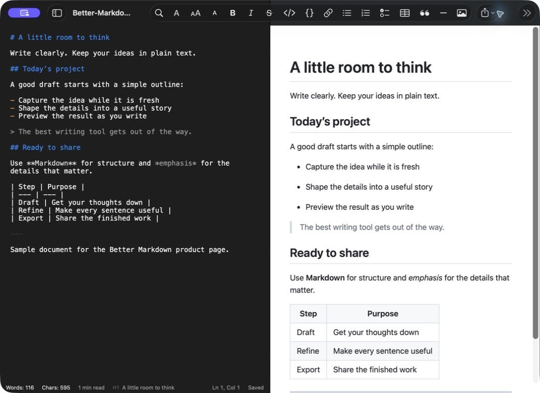 Better Markdown screenshot 1